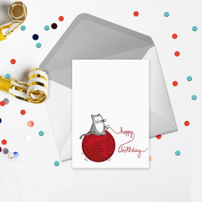 Klappkarte Geburtstag | Katzen Geburtstagskarte | Happy Birthday Karte | Geburtstagskarte Katze