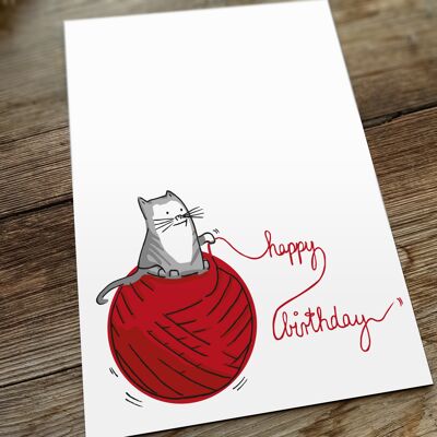 Cartolina di compleanno | Carta di compleanno di gatti | Carta di buon compleanno | Gatto di carta di compleanno