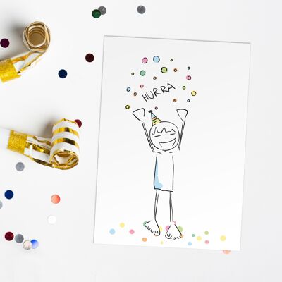 Hourra Carte | Carte d'anniversaire carte de confettis