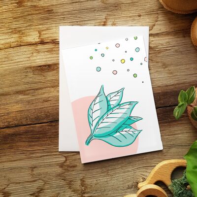 Folded card flower | Floral Greeting Card Leaf