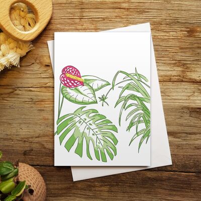 Tarjeta plegable Monstera | Plantas de tarjetas de felicitación