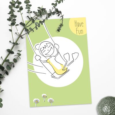 Carte postale Amusez-vous | carte bonne humeur | Balançoires de carte postale