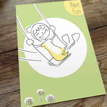 Carte postale Amusez-vous | carte bonne humeur | Balançoires de carte postale 3