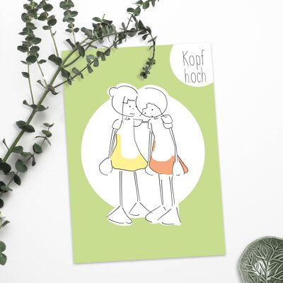 Postcard get well soon | consolation card | card heads up