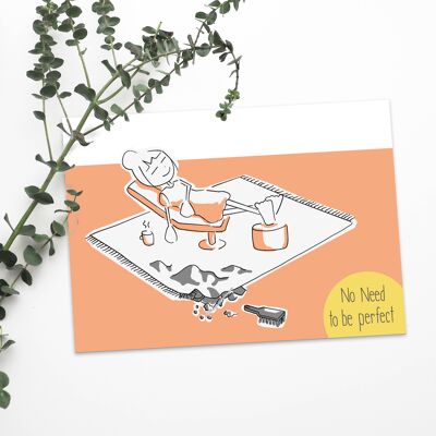 Tarjeta de buen humor | tarjeta para la relajación | tarjeta de buenos deseos | Postal No hay necesidad de ser perfecto