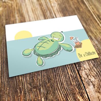 carte guérissez bientôt avec la tortue pour vous détendre | Carte postale détente "Be a Chillkroete" 2