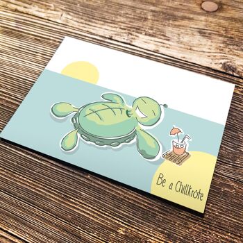 carte guérissez bientôt avec la tortue pour vous détendre | Carte postale détente "Be a Chillkroete" 3