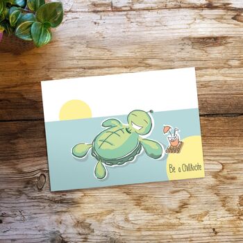 carte guérissez bientôt avec la tortue pour vous détendre | Carte postale détente "Be a Chillkroete" 4