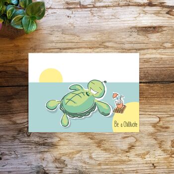 carte guérissez bientôt avec la tortue pour vous détendre | Carte postale détente "Be a Chillkroete" 5