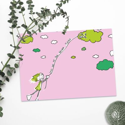 Cartolina di buon umore "Voliamo con le nuvole"