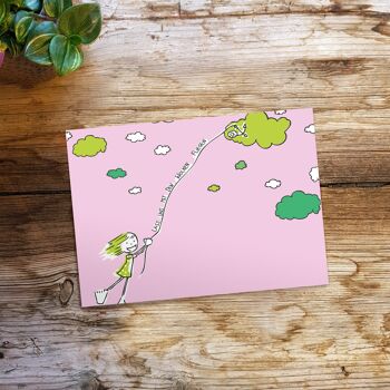 Carte postale bonne humeur "Volons avec les nuages" 6