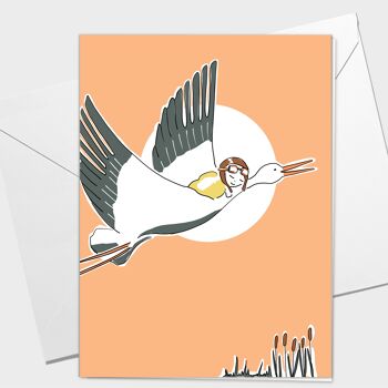 Carte de naissance | Carte de voeux de naissance | Félicitations pour la naissance d'une cigogne | "Bébé aviateur" 6