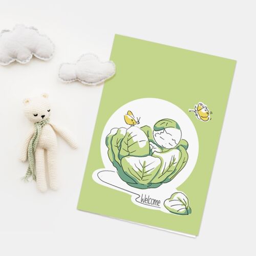 Grußkarte zur Geburt | Glückwunschkarte zur Geburt | besondere Glückwunschkarten zur Geburt eines Jungen oder Mädchen| Cabbagebaby