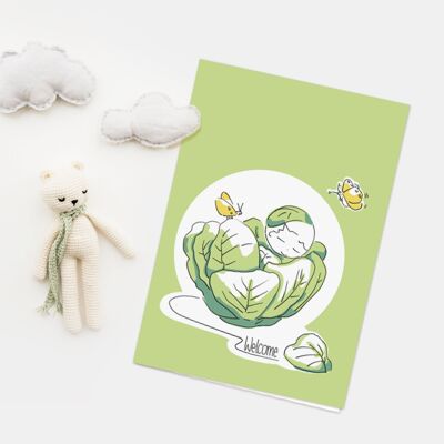 Birth greeting card | Birthday card | special birthday cards for a boy or girl| cabbage baby
