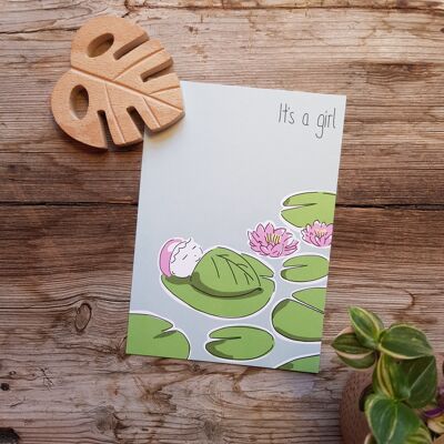 Birth card girl | Postcard for the birth of a daughter | Beautiful birth card | lotus girl