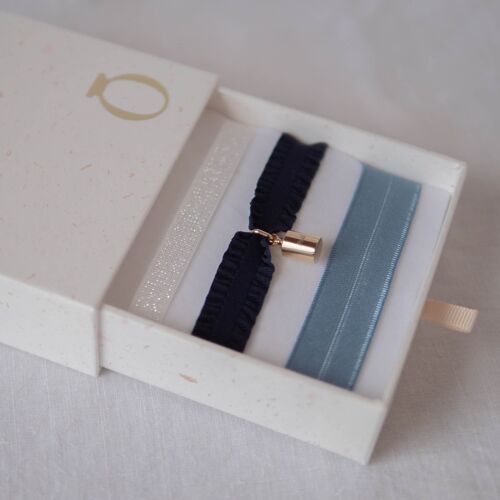 Coffret bracelets bleu Mon Petit Poids Plaqué or jaune - "Amour"-I love you