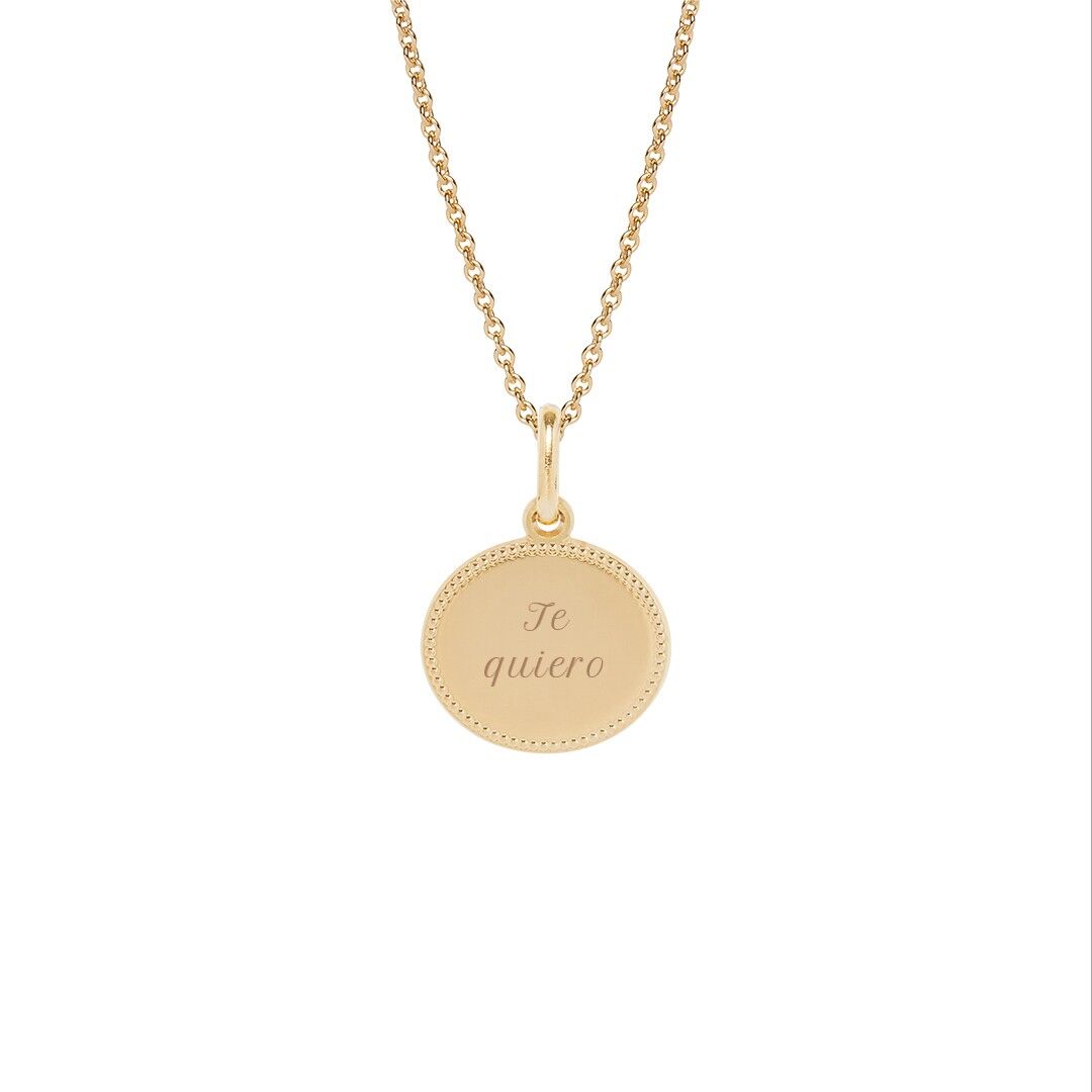 Collier Madeleine Plaqué or jaune - "Amour"-Te quiero