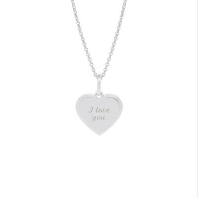 Collier Simone Argent - "Amour"-I love you