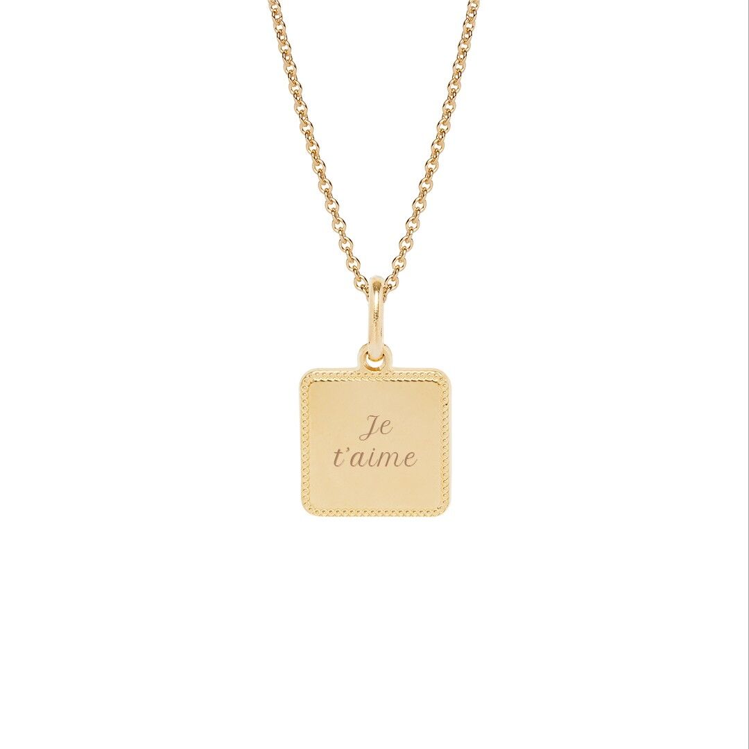 Collier Alice Plaqué or jaune - "Amour"-Je t'aime