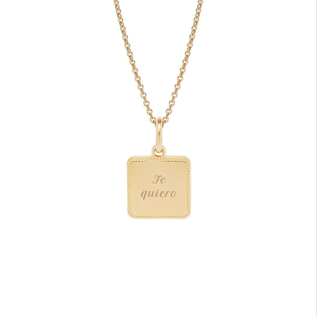 Collier Alice Plaqué or jaune - "Amour"-Te quiero