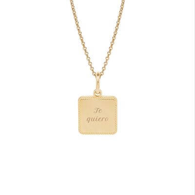 Necklace Alice Yellow gold plated - "Love"-Te quiero