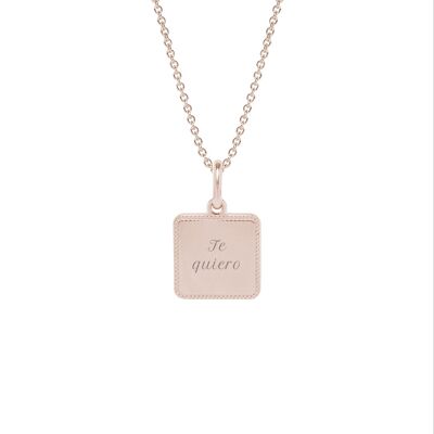 Collier Alice Plaqué or rose - "Amour"-Te quiero