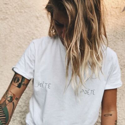Handbesticktes T-Shirt „Poet Poet“