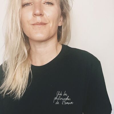 T-shirt "Club des philosophes de l'amour" sur le coeur, noir