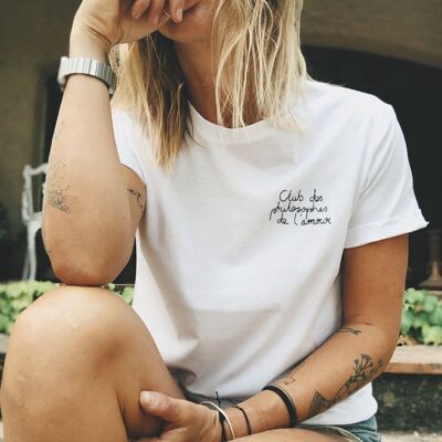 T-shirt "Club des philosophes de l'amour" sur le coeur, blanc