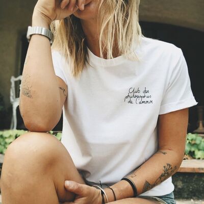 T-shirt "Philosophers of Love Club" sul cuore, bianca