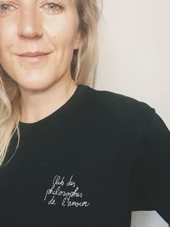 T-shirt "Club des philosophes de l'amour" brodé sur le coeur, noir 2