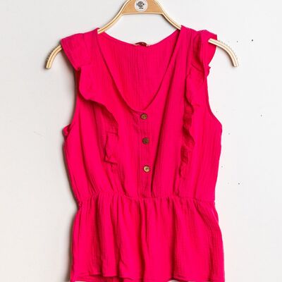 TOP VOLANTE DONNA Fucsia