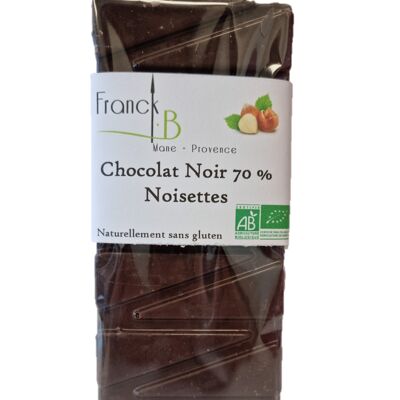 Tablette chocolat Noir 70 % Noisettes