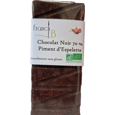 Tablette chocolat Noir 70 % Piment d"espelette