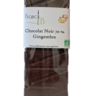 Tablette chocolat Noir 70 % Gingembre