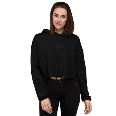 Slogan Crop Hoodie - Black  S