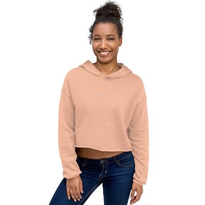 Slogan Crop Hoodie - Peach M