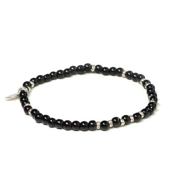 Bracelet 4mm onyx with sterling silver pieces of Mexico 2