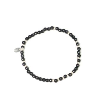 Bracelet 4mm onyx with sterling silver pieces of Mexico 3