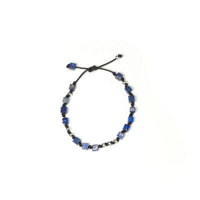 Macramé lapis 6mm with sterling silver