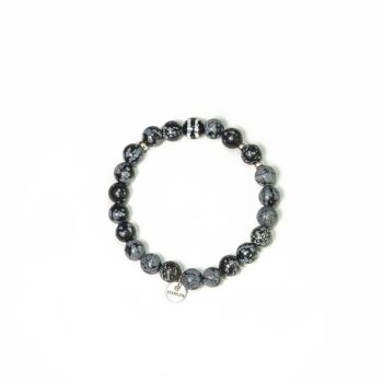 Bracelet 8mm obsidian with one pearl of Murano 1