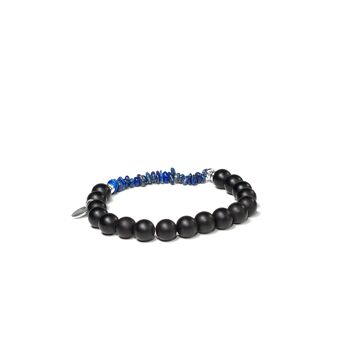 Bracelet 8mm blue lapis/ mate onyx 2