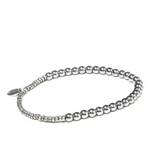 Elegant bracelet 4mm in hématite & sterling silver