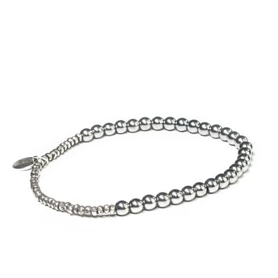 Elegant bracelet 4mm in hematite & sterling silver