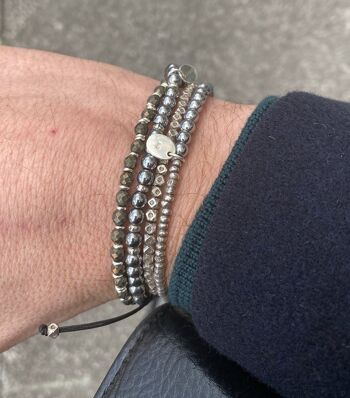 Elegant bracelet 4mm in hématite & sterling silver 2