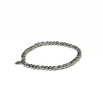 Bracelet 4mm in hématite and sterling silver of Mexico 1