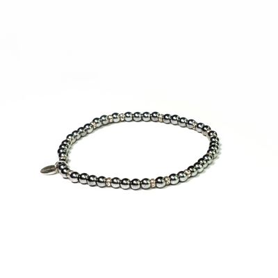 Bracelet 4mm in hematite and sterling silver of Mexico