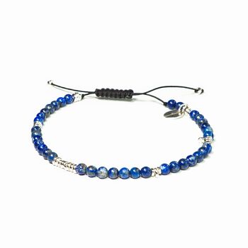 Macramé Lapis with Sterling Silver Pieces 4mm 2
