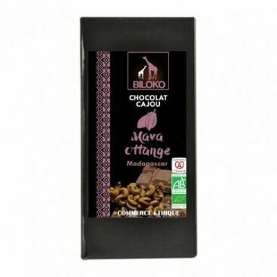 Organic milk chocolate and cashew nuts
