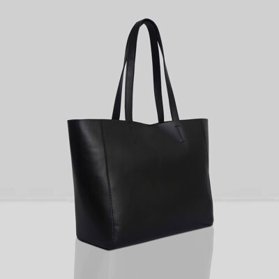 'ABINGDON' Black Real Leather Unlined Designer Tote Bag